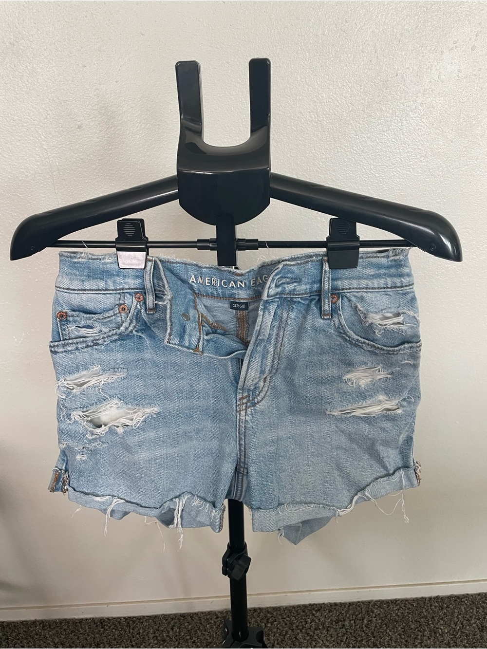 Light Blue Distressed Denim Shorts